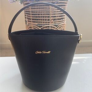 Black Leather Bucket Bag